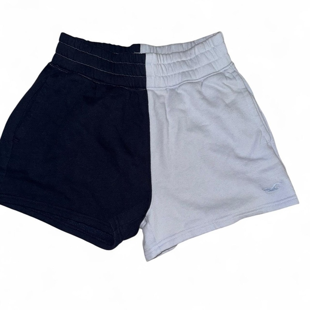 Hollister Split-Color Navy and Baby Blue High Waited Shorts